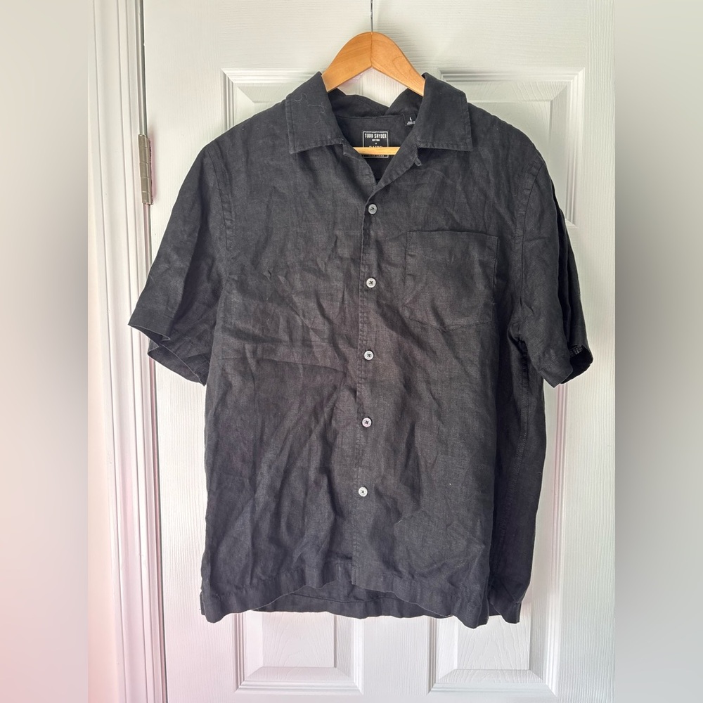 Todd Snyder short-sleeve linen button-up shirt size large